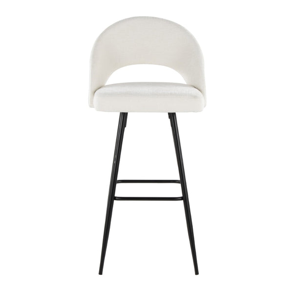 English Elm Fixed-height Metal Frame Barstools with Upholstered Seats and Geometric Footrest Set of 2 Black,Cream B202S01937