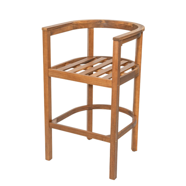 English Elm Christopher Knight Home® - Abaco Acacia Outdoor Barstool Set of 2 with Removable Gray Cushions, Rustic Curved Back Support Teak+ Beige N775P294071T