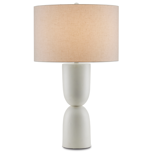 Linz Contemporary White Table Lamp - Mid-Century Modern Design in Cast Aluminum with Linen Shade