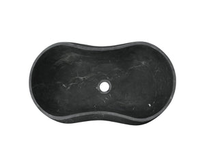 English Elm Luxury Solid Marble Vessel Sink Wavy Organic Stone Basin Matte Honed Vanity Bowl W1696P408021