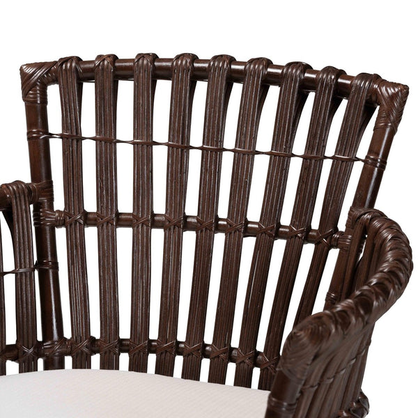 English Elm Bohemian Natural Rattan Accent Chair with Openwork Frame and Foam Cushion Seat B2750P420414