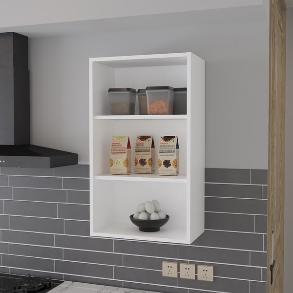 English Elm Wall Cabinet Aspen White Engineered Wood – 3 Spacious Shelves, Slim 38.6"L x 26"W, Modern Kitchen Storage B092P245918