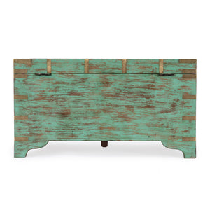 Butler Specialty Nador Hand-painted Brass Inlay Storage Trunk Coffee Table - Vintage Charm & Spacious Functionality Blue,Yellow Mango Solids,Brass 3365114-butler