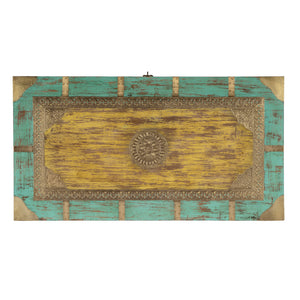 Butler Specialty Nador Hand-painted Brass Inlay Storage Trunk Coffee Table - Vintage Charm & Spacious Functionality Blue,Yellow Mango Solids,Brass 3365114-butler