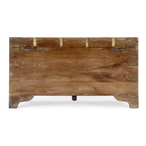 Butler Specialty Nador Hand-painted Brass Inlay Storage Trunk Coffee Table - Vintage Charm & Spacious Functionality Light Brown Mango Solids,Brass 3365118-butler