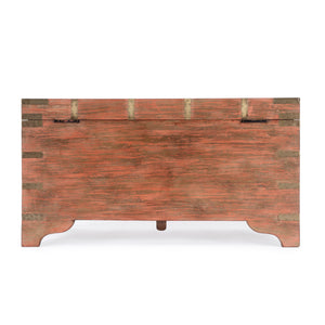 Butler Specialty Nador Hand-painted Brass Inlay Storage Trunk Coffee Table - Vintage Charm & Spacious Functionality Pink Mango Solids,Brass 3365216-butler