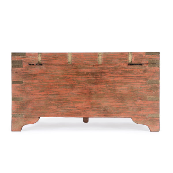 Butler Specialty Nador Hand-painted Brass Inlay Storage Trunk Coffee Table - Vintage Charm & Spacious Functionality Pink Mango Solids,Brass 3365216-butler