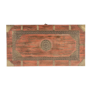 Butler Specialty Nador Hand-painted Brass Inlay Storage Trunk Coffee Table - Vintage Charm & Spacious Functionality Pink Mango Solids,Brass 3365216-butler