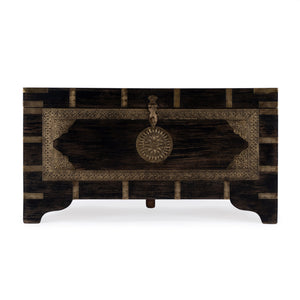 Butler Specialty Nador Hand-painted Brass Inlay Storage Trunk Coffee Table - Vintage Charm & Spacious Functionality Brown Mango Solids,Brass 3365451-butler