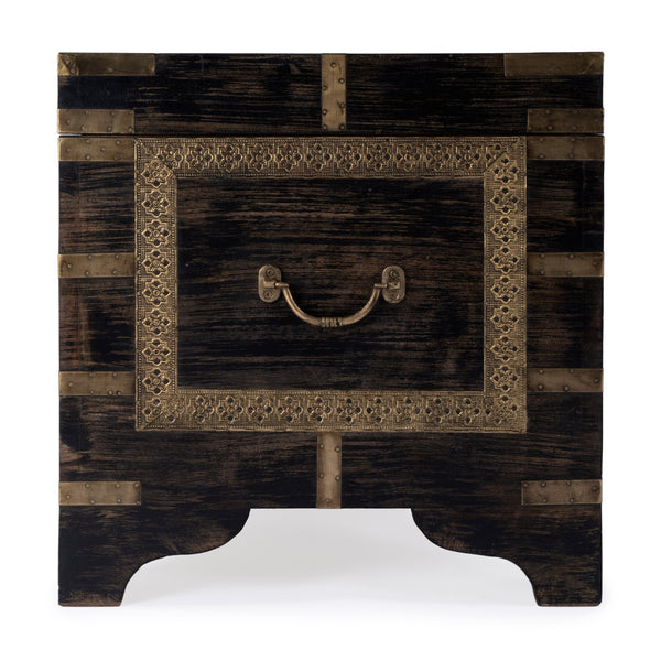 Butler Specialty Nador Hand-painted Brass Inlay Storage Trunk Coffee Table - Vintage Charm & Spacious Functionality Brown Mango Solids,Brass 3365451-butler