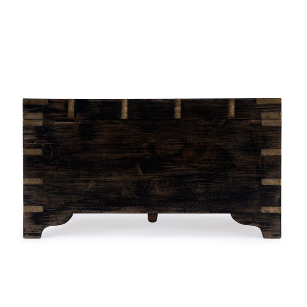 Butler Specialty Nador Hand-painted Brass Inlay Storage Trunk Coffee Table - Vintage Charm & Spacious Functionality Brown Mango Solids,Brass 3365451-butler