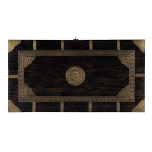 Butler Specialty Nador Hand-painted Brass Inlay Storage Trunk Coffee Table - Vintage Charm & Spacious Functionality Brown Mango Solids,Brass 3365451-butler