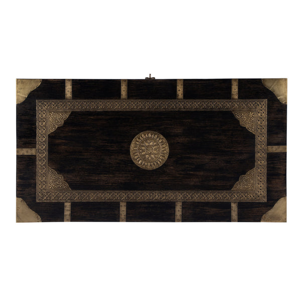 Butler Specialty Nador Hand-painted Brass Inlay Storage Trunk Coffee Table - Vintage Charm & Spacious Functionality Brown Mango Solids,Brass 3365451-butler