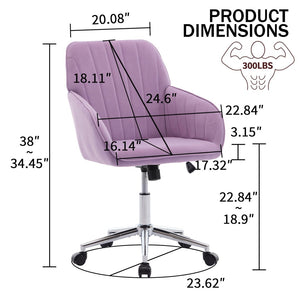 English Elm Ty Stylish Ergonomic Swivel Office Chair - Comfortable Lilac Velvet Design For Home & Work Spaces W2311P199116-GIGA