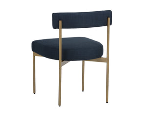 Sunpan Seneca Dining Chair Set of 2 - Modern Open Back Design with Stylish Steel Frame for Contemporary Homes Antique Brass / Arena Navy