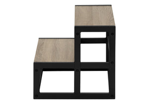 English Elm Ladder, Step Stool with Dark Taupe Laminate Treads and Matte Black Metal Frame B2710P219496