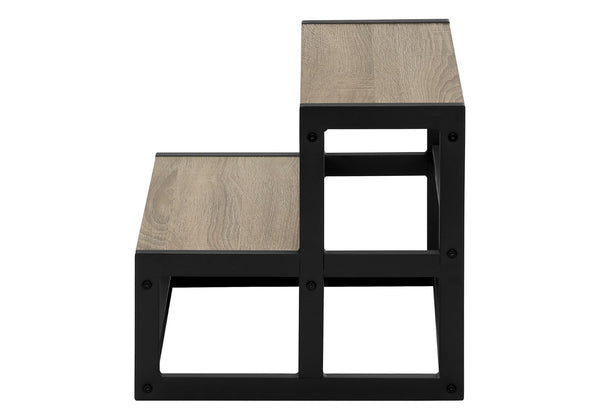 English Elm Ladder, Step Stool with Dark Taupe Laminate Treads and Matte Black Metal Frame B2710P219496
