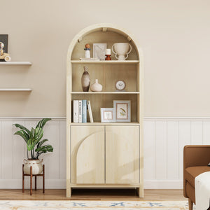 English Elm Arched Modern Farmhouse Storage Cabinet With Adjustable Shelves For Kitchen, Living Room & More W688P278910