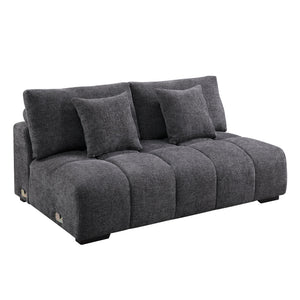 English Elm Chosen Gray Chenille Sectional Sofa Modular 2-Chaise with Ottoman, Toss Pillows, Pocket Coil Seats, 149"W x32"H B2726S00427