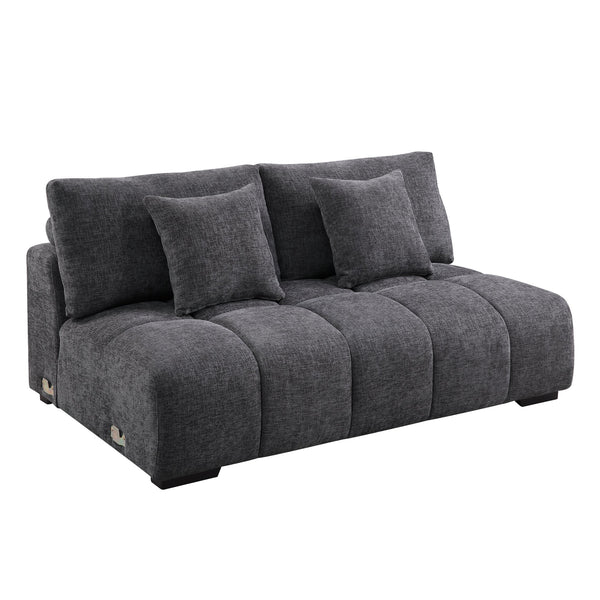 English Elm Chosen Gray Chenille Sectional Sofa Modular 2-Chaise with Ottoman, Toss Pillows, Pocket Coil Seats, 149"W x32"H B2726S00427