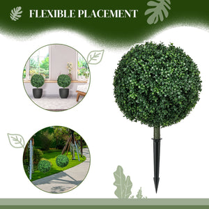 English Elm HOMCOM Artificial Boxwood Topiary Trees Set of 2, UV-Protected 27.6" Faux Ball Plants with Stakes for Indoor Outdoor Décor and Low-Maintenance Beauty W2225P229686