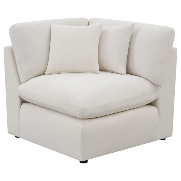 English Elm Greeley Five Piece Modular Sectional with Feather Cushions and Moisture Repellent Ivory Fabric B062S01556