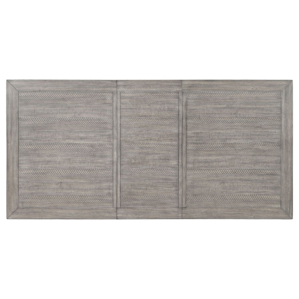 English Elm Centera Grey and Black Rectangular Dining Table with Extension Leaf, Plush Dove Gray Upholstery & Farmhouse Flair B062P358241