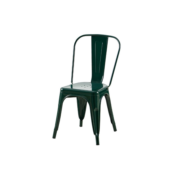 English Elm Set Of 2 Dark Green Metal Dining Chairs - Stackable, Lightweight, Easy-Clean, Modern Industrial Style B347P383096-GIGA