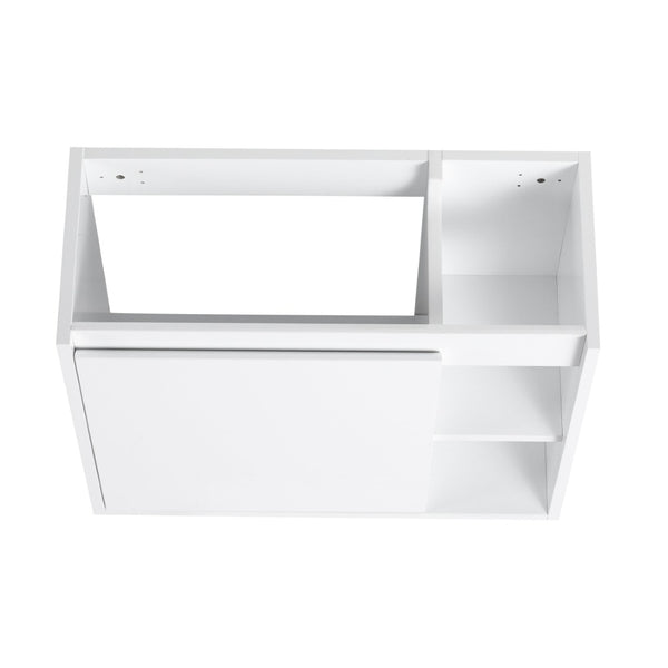 English Elm 24'' Floating Wall Mounted Bathroom Vanity with Ceramic Sink and Soft Close Cabinet Glossy White W999P426636