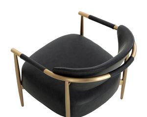 Sunpan Heloise Lounge Chair - Stylish Faux Leather With Gold Accents For Modern Living Spaces And Bedrooms Black Faux Leather 111933