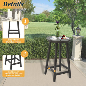 English Elm Patio Square Bar Table Weather Resistant Hips Wood Grain Finish for Deck or Pool T3609P482829