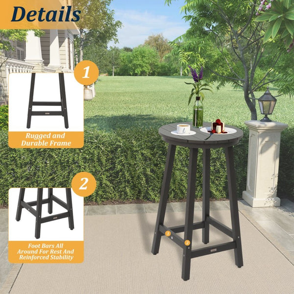English Elm Patio Square Bar Table Weather Resistant Hips Wood Grain Finish for Deck or Pool T3609P482829
