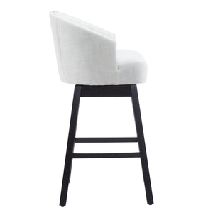 English Elm Christopher Knight Home® - 33.25" Swivel Counter Stools Set of 2 — 360° Upholstered Button-Tufted Armless Bar Stools, Black-Beige N780P185530B