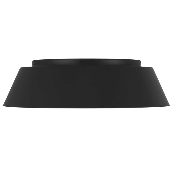 English Elm 15 Inch Matte Round Flush Mount Ceiling Light with Etched Glass Diffuser for Modern Rooms Black B370P421869