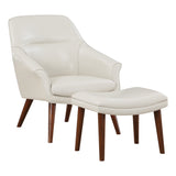 OSP Home Furnishings Waneta Chair and Ottoman Cream