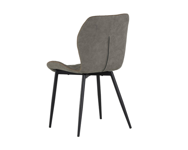 Sunpan Lyla Dining Chair Set - Chic Faux Leather Design with Diamond Tufting and Stylish Steel Legs Black / Antique Grey