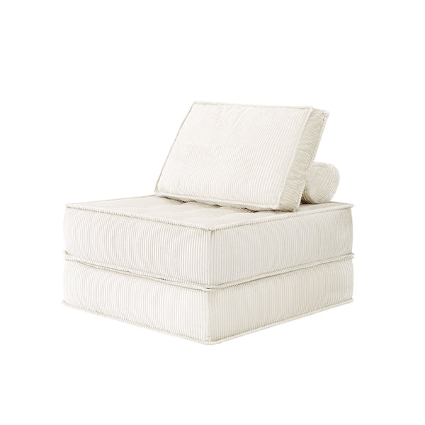 English Elm 33.4 Inch Modular Corduroy Lounge Chair with Spring Cushions for Compact Living Spaces White W3975P455224