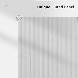 English Elm K&K 51" Fluted Kitchen Island with Waveform Panels, Drop Leaf, Rolling Cart with Towel Rack and Storage White N707P221446W