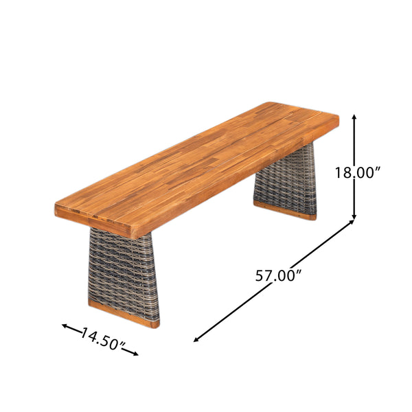 English Elm Christopher Knight Home® - Outdoor 3-Piece Acacia Wood Dining Set With Rattan Legs – Stylish, Weather-Resistant, Perfect For Patios! N773OD00038G