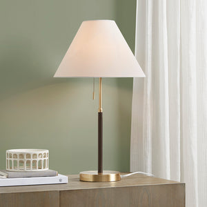 JLA Home INK+IVY - Two Two-tone Pull-chain Table Lamp with Mid-Century Two-Tone Finish, Tapered Shade, 9W LED Included, Pull-Chain Switch, 60" Cord, 2-Year Warranty II153-0147