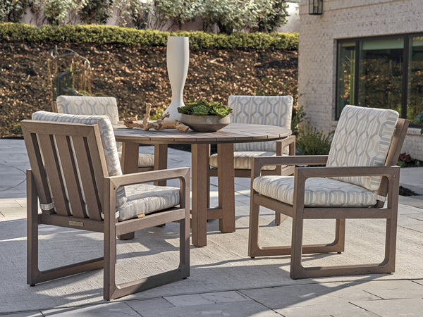 Lexington Tommy Bahama Outdoor 3370-870c Mozambique Round Dining Table - Stylish, Durable Outdoor Furniture With Chevron Design  Wood 3370-870c