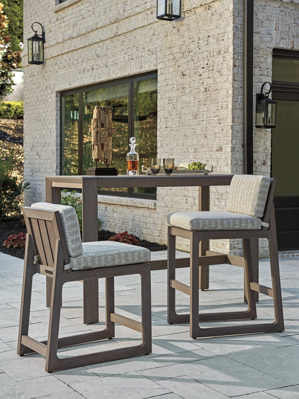 Lexington Tommy Bahama Outdoor 3370 Mozambique Bar Stool - Contemporary Outdoor Seating, Durable Synthetic Teak, Eco-friendly Design  Wood 3370-17-40