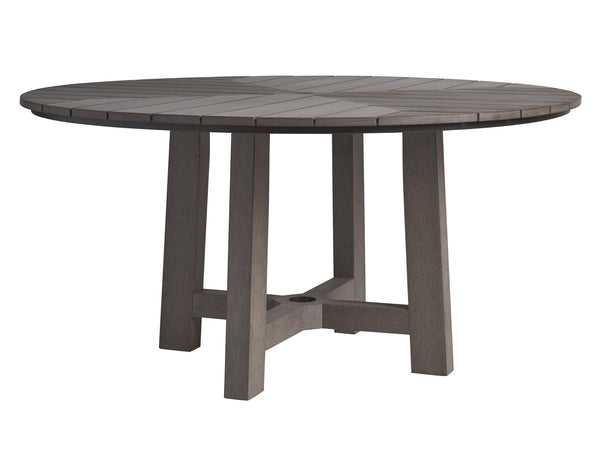 Lexington Tommy Bahama Outdoor 3370-870c Mozambique Round Dining Table - Stylish, Durable Outdoor Furniture With Chevron Design  Wood 3370-870c