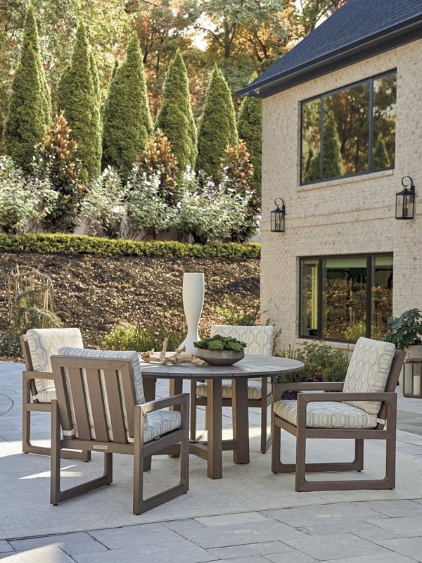 Lexington Tommy Bahama Outdoor 3370-870c Mozambique Round Dining Table - Stylish, Durable Outdoor Furniture With Chevron Design  Wood 3370-870c