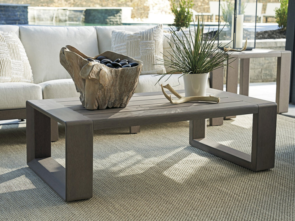 Lexington Tommy Bahama Outdoor 3370-947 Mozambique Rectangular Cocktail Table - Eco-friendly Synthetic Teak For Stylish Outdoor Living  Wood 3370-947