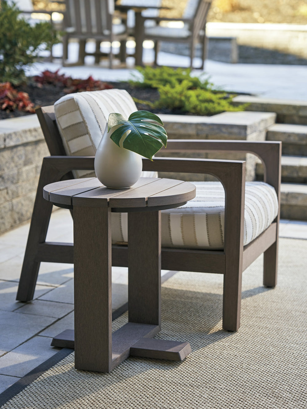 Lexington Tommy Bahama Outdoor 3370-950 Mozambique Round Table - Eco-friendly Synthetic Teak For Stylish Outdoor Living & Durability  Wood 3370-950