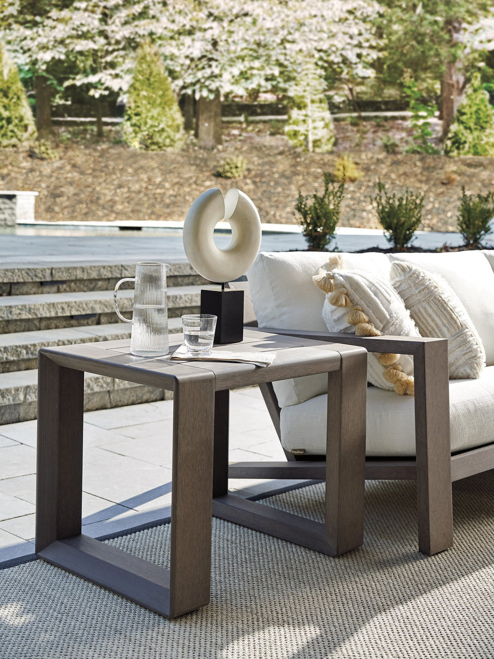 Lexington Tommy Bahama Outdoor 3370-955 Mozambique Rectangular End Table - Eco-friendly Synthetic Teak For Modern Outdoor Living  Wood 3370-955