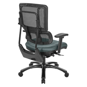 OSP Home Furnishings Vertical Mesh Back Ergonomic Manager Chair with Synchro Tilt and Polished Aluminum Base Grey 99663B-2M