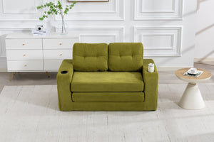 English Elm Convertible Floor Sofa Bed with Memory Foam and Ribbed Corduroy for Small Spaces Olive W395P438030