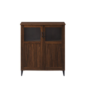 English Elm Walker Edison - Modern Grooved-Door Accent Cabinet – Dark Walnut